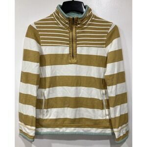 Fat Face The Airlie Yellow/White Striped 1/4 Zip Pullover Womens Size 4‎